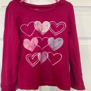 Carter's Kid Girls Pink Hearts Long Sleeve Tee Shirt Size 6/6x